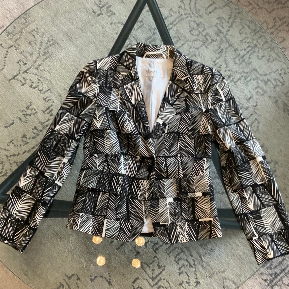MaxMara Monochrome Black and white Patterned Blazer size 2